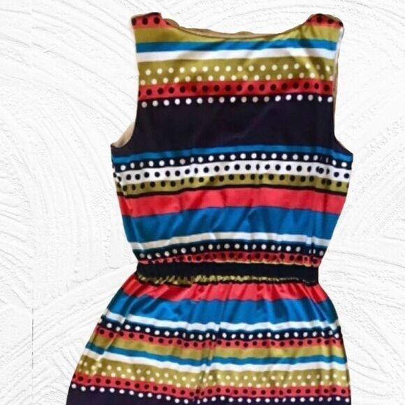 Cleo Stripes & Dots Geometric Sleeveless Maxi Dress Cinched Waist Women’s 4 - Picture 4 of 4